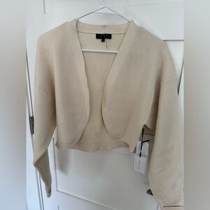 1.STATE NWT Cream Cropped Open-Front Knit Cardigan
